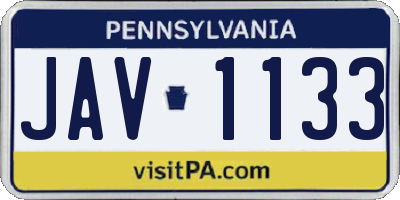 PA license plate JAV1133