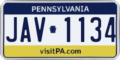 PA license plate JAV1134