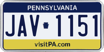 PA license plate JAV1151