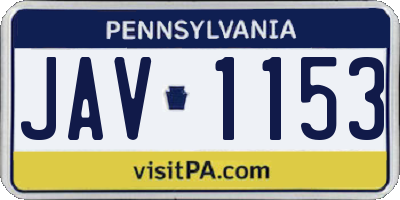 PA license plate JAV1153