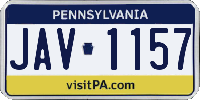 PA license plate JAV1157