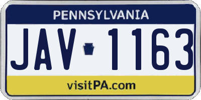 PA license plate JAV1163