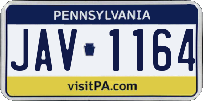 PA license plate JAV1164