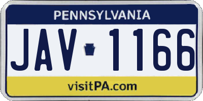 PA license plate JAV1166