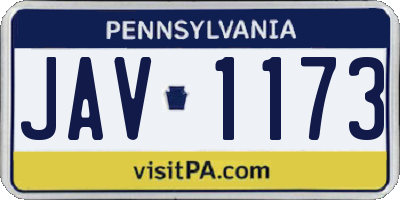 PA license plate JAV1173