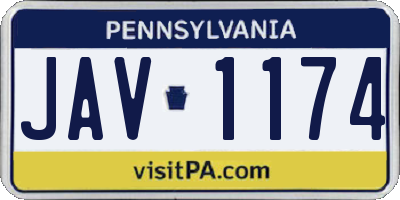 PA license plate JAV1174