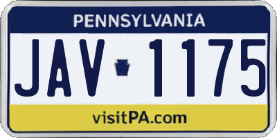 PA license plate JAV1175