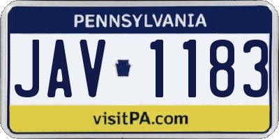 PA license plate JAV1183