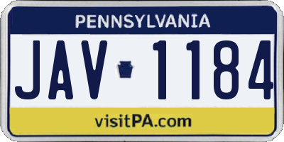 PA license plate JAV1184