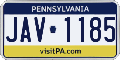 PA license plate JAV1185