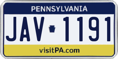 PA license plate JAV1191