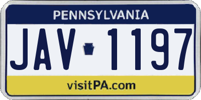 PA license plate JAV1197