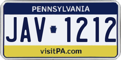 PA license plate JAV1212