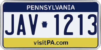 PA license plate JAV1213