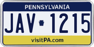 PA license plate JAV1215