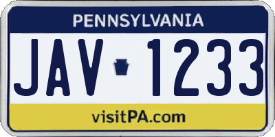 PA license plate JAV1233