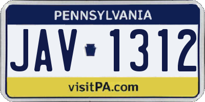 PA license plate JAV1312