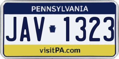PA license plate JAV1323