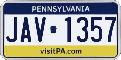 PA license plate JAV1357