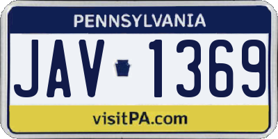 PA license plate JAV1369