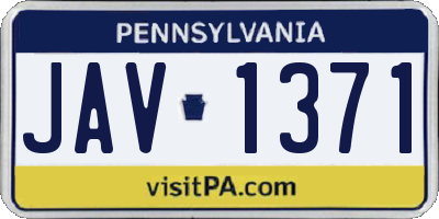 PA license plate JAV1371