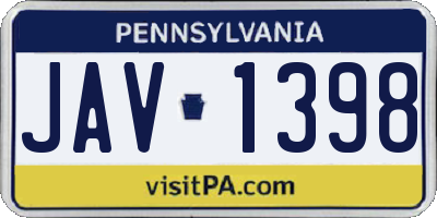 PA license plate JAV1398