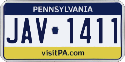 PA license plate JAV1411