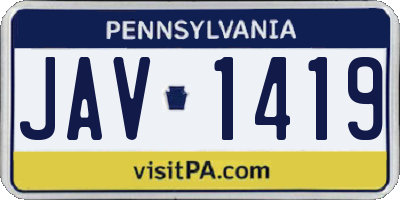 PA license plate JAV1419
