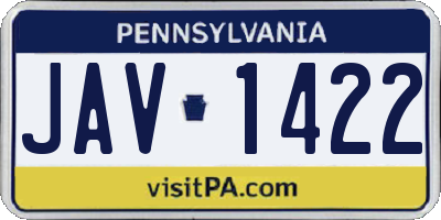 PA license plate JAV1422