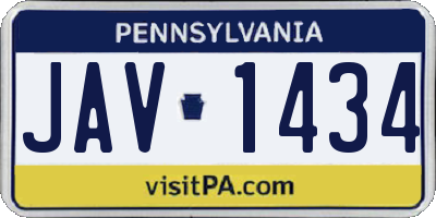 PA license plate JAV1434