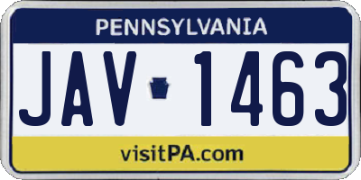 PA license plate JAV1463