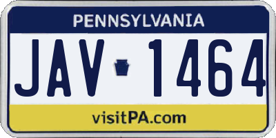 PA license plate JAV1464