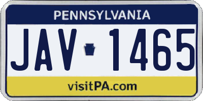 PA license plate JAV1465