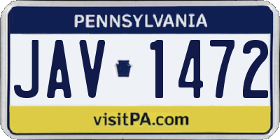 PA license plate JAV1472