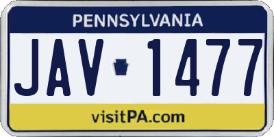 PA license plate JAV1477