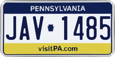 PA license plate JAV1485