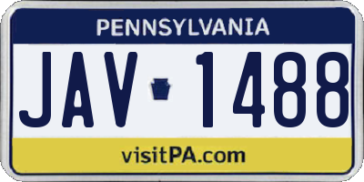 PA license plate JAV1488