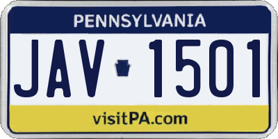 PA license plate JAV1501