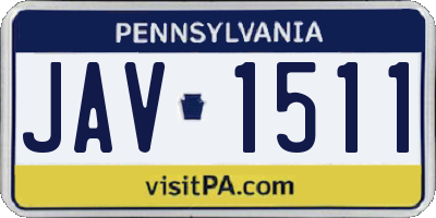 PA license plate JAV1511