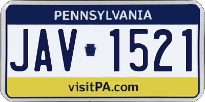 PA license plate JAV1521