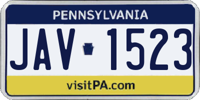 PA license plate JAV1523