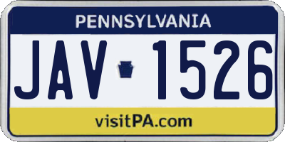PA license plate JAV1526