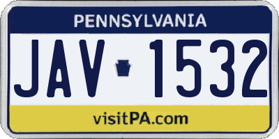 PA license plate JAV1532