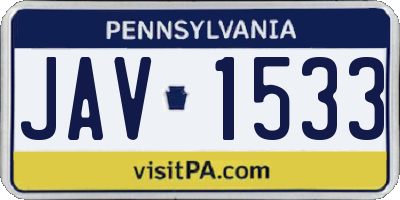 PA license plate JAV1533