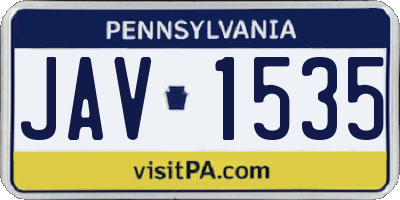 PA license plate JAV1535