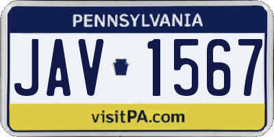 PA license plate JAV1567