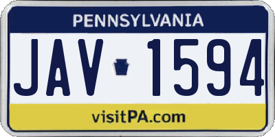 PA license plate JAV1594