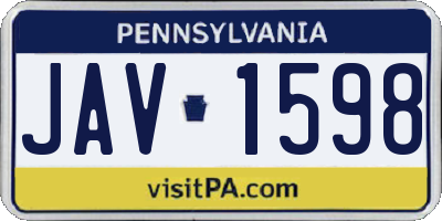 PA license plate JAV1598