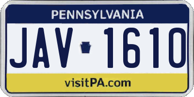 PA license plate JAV1610