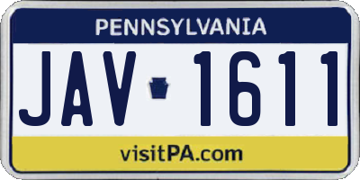 PA license plate JAV1611